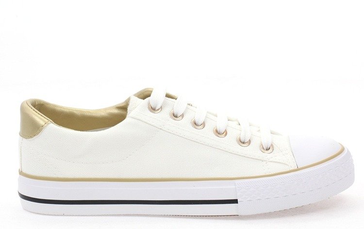 Białe trampki z tkaniny - Obuwie