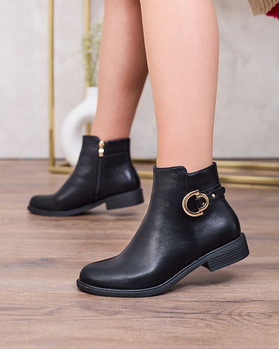 Royalfashion Cizme negre pentru femei a'la sztyblety cu ornamente Ederte