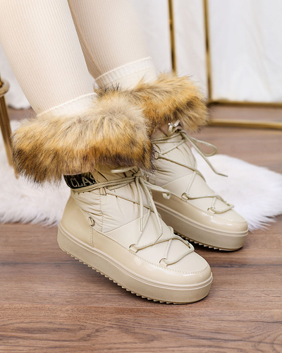 Royalfashion Cizme slip-on Beige a'la cizme de zăpadă pentru femei Gomllo