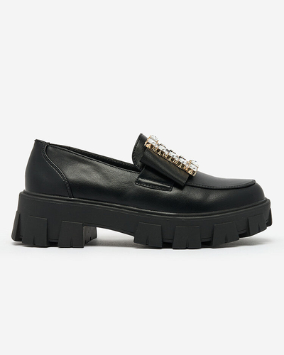 Royalfashion Mocasini negri cu decor pe nas Alomease