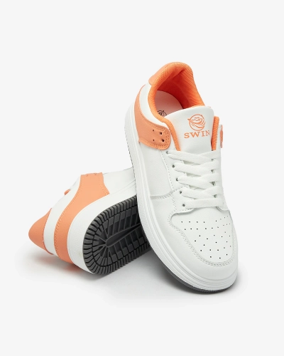 Royalfashion Pantofi sport de damă albi și portocalii Elevace