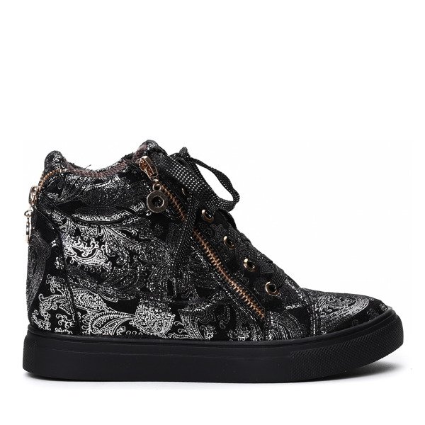 Czarne sneakersy na koturnie - Obuwie