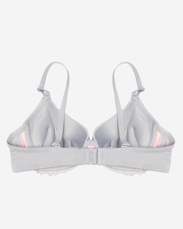 Sutien pentru femei gri-roz, decorat cu dantelă - Lenjerie intimă