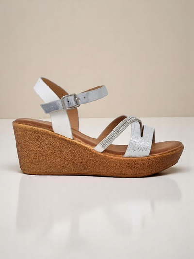 Sandale cu wedge pentru femei Royalfashion cu strassuri și sclipici Eclat