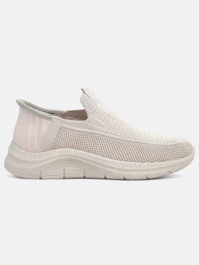 Aurelia Comfort Beige Slip-On Damesschoenen van Stof met Platte Hak