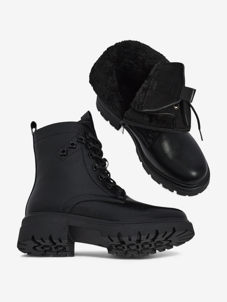 Botine de damă Nometa din piele ecologică cu șireturi