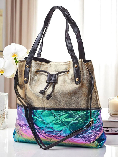 Royalfashion Geantă mare de damă Golden Luxe Shopper