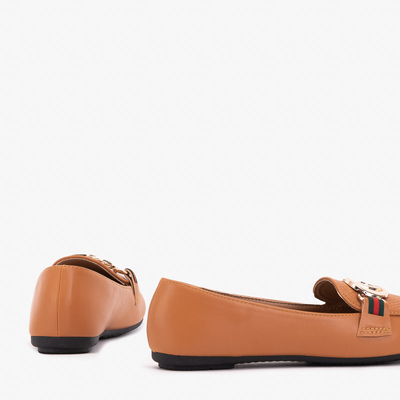 Mocasini de dama cu decor camel Meneris - Incaltaminte