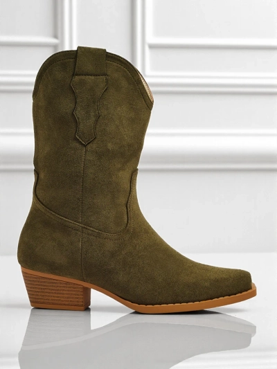 Botine cowboy de damă din piele ecologică întoarsă SpireHush