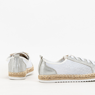 Tenisi albi Akoio ajurati cu sclipici - Pantofi