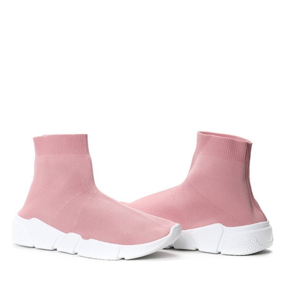 Różowe obuwie z tekstylną cholewką- Obuwie