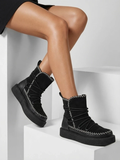 Royalfashion Cizme de zăpadă cu șireturi pentru femei Siozi