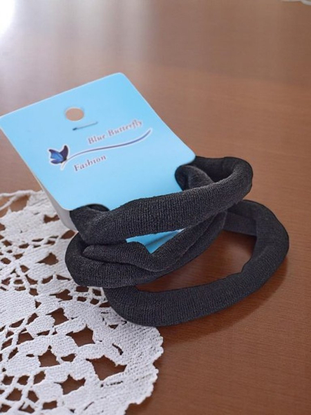 Royalfashion Set de 3 elastice de păr negre Nero