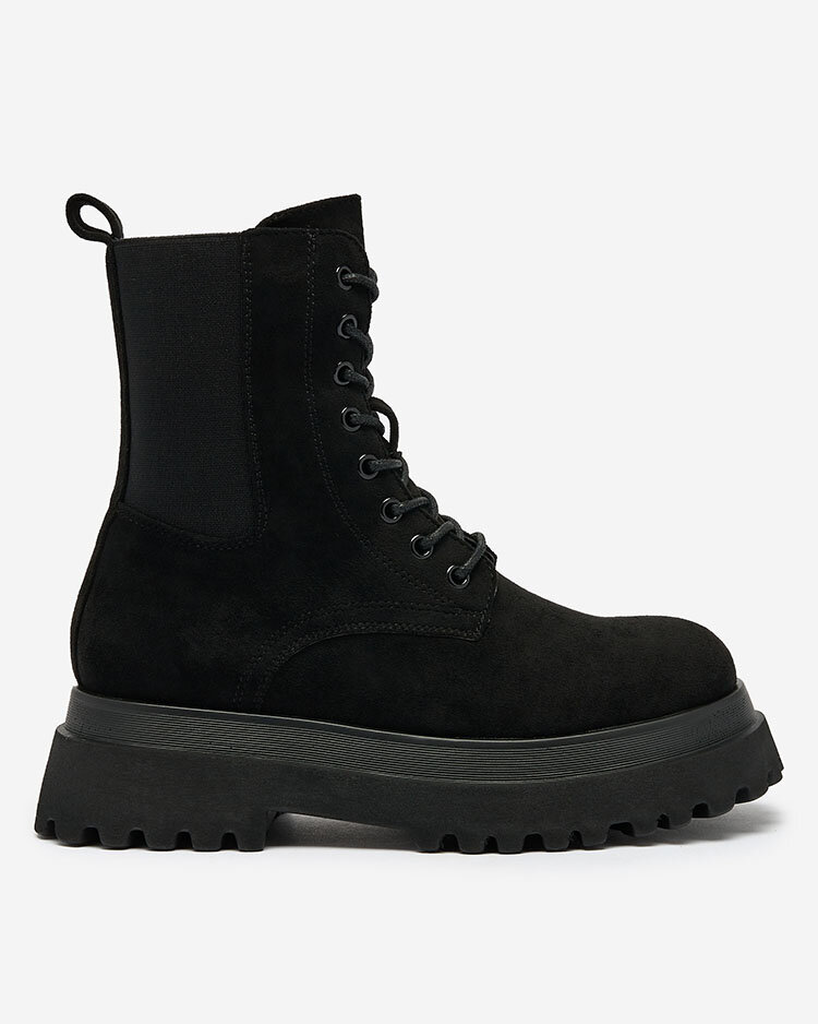 Royalfashion Cizme bagger de damă din piele de căprioară ecologică neagră Sizolda