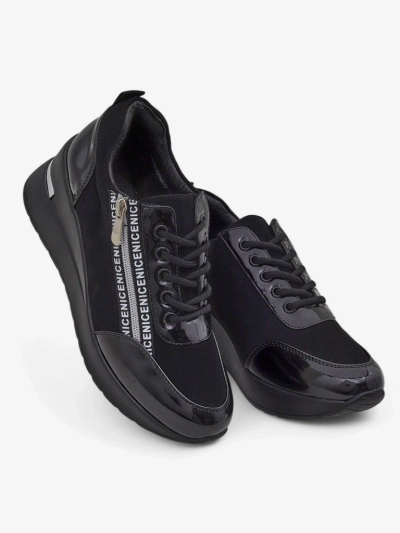 Sneakers dama negri cu toc Calista Nero - eleganță și confort pentru fiecare zi