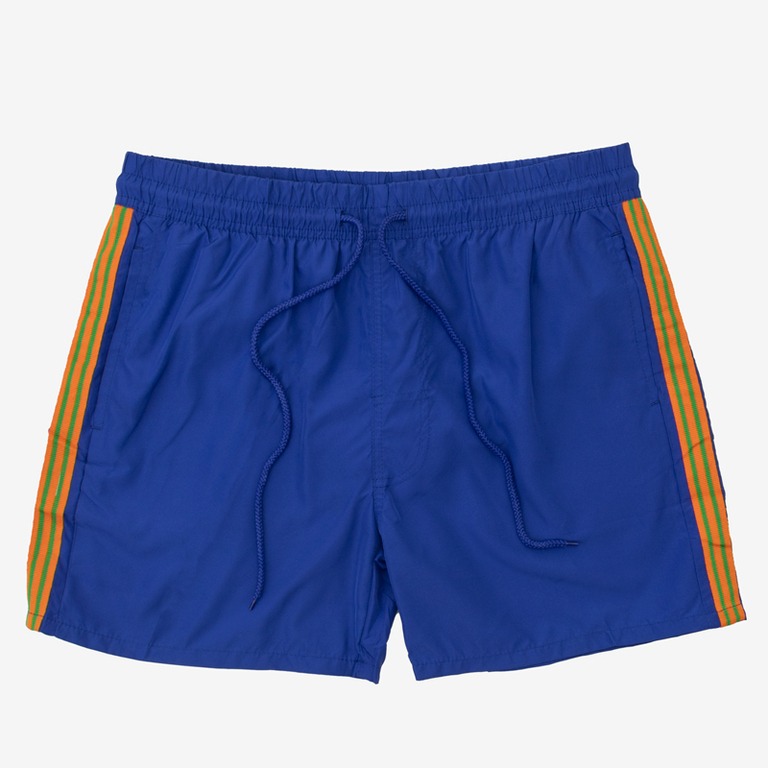 Pantaloni scurți de bărbați sport cu cobalt cu dungi - Îmbrăcăminte