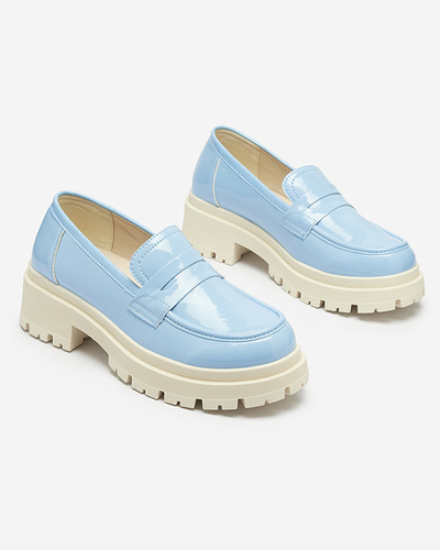 Royalfashion Mocasini lăcuiți albaștri pentru femei Noppel