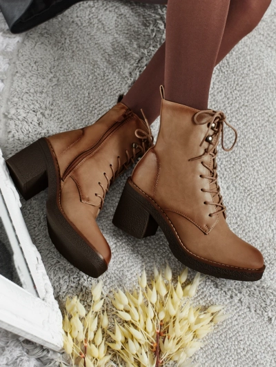 Botine de damă eco piele cu toc gros Zeltra