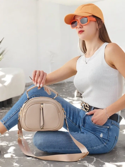 Poșetă ovală mică pentru femei Royalfashion, din piele eco