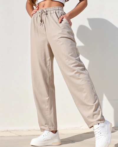 Pantaloni drepți din bumbac pentru femei Royalfashion