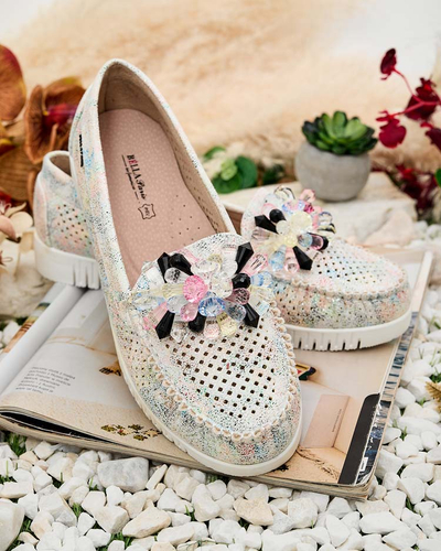 Royalfashion Mocasini traforați cu mărgele pentru femei Nasfali