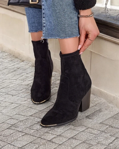 Cizme pentru femei din eco-sueda Royalfashion pe toc stiletto Gris