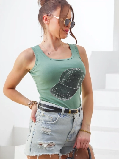 Royalfashion Top de damă din bumbac cu bretele și capac