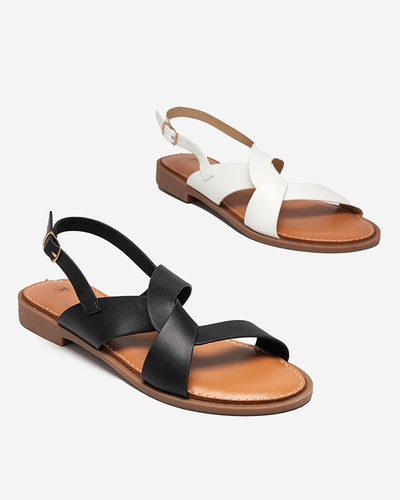 Sandale de dama negre cu toc plat Yojto- Incaltaminte