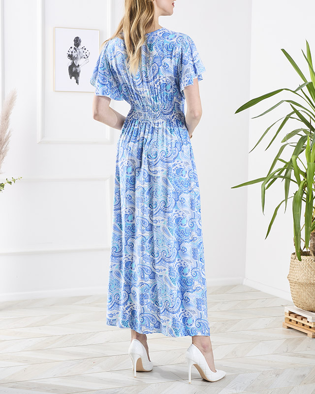 Rochie midi bleu cu model pentru femei Îmbrăcăminte