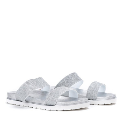 Srebrne klapki z cyrkoniami Penna - Obuwie