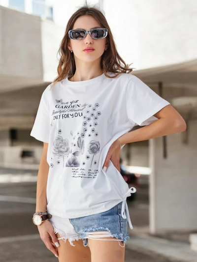 Bluza din bumbac Royalfashion pentru femei cu inscripția