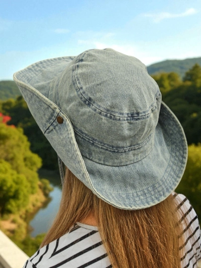 Kalos Denim Sončni Klobuček za Ženske – antični stil in UV zaščita