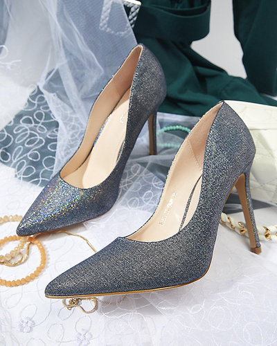 Pantofi stiletto de damă holografici grafit Soddo- Footwear