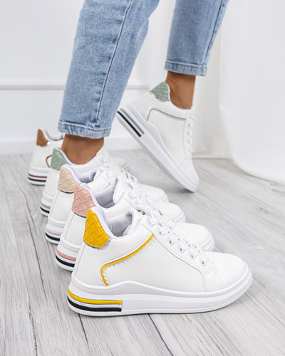 OUTLET Tenisi de damă albi și verzi cu pană Uksy ascunsă - Încălțăminte