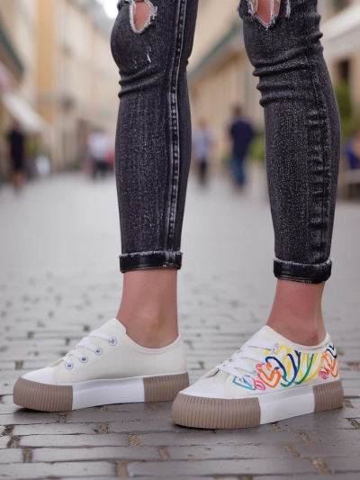 Royalfashion Tenisi pentru femei cu imprimeu în formă de inimă Sercess