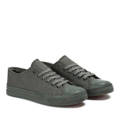 Zielone damskie trampki tkaninowe Essien - Obuwie