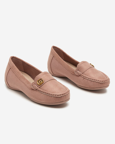 Mocasini de dama roz inchis pe pană joasă, acoperită Lemira - Încălțăminte