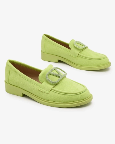 Royalfashion Mocasini de damă verde lime cu ornament Fogras