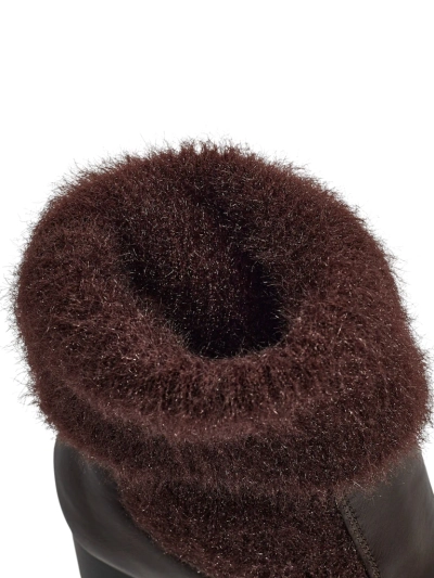 Botine de damă din piele ecologică cu toc gros și tricot Tirave