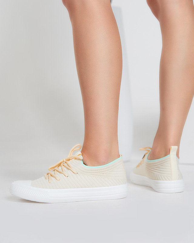 OUTLET Tenisi dama bej cu nervuri Manfer- Incaltaminte