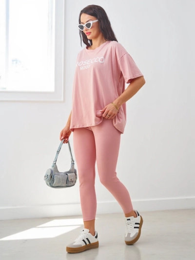 Set de bumbac pentru femei Royalfashion cu mâneci scurte și colanți