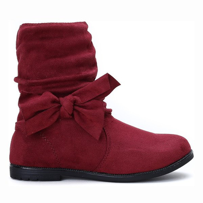 Dziewczęce bordowe botki z kokardką Kassie - Obuwie