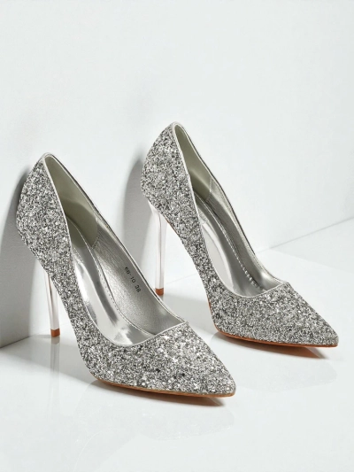 Pantofi cu toc pentru femei din piele ecologică cu brocart Zavrimea