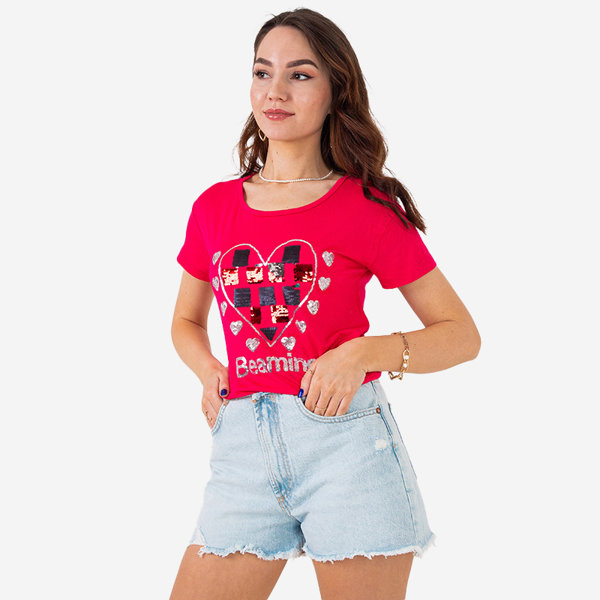 Tricou dama fucsia cu imprimeu - Imbracaminte