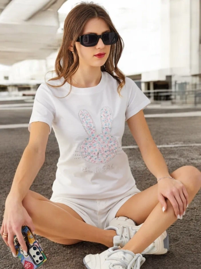 Royalfashion Tricou din bumbac pentru femei Bunny Say Be Real