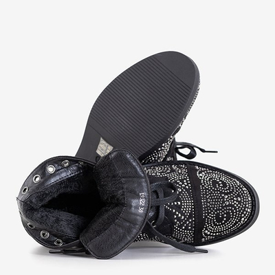 Cizme de damă negre cu zirconiu cubic Elwira - Încălțăminte