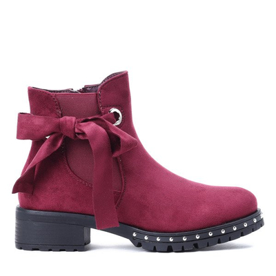 Czerwone botki z eko-zamszu Arita - Obuwie