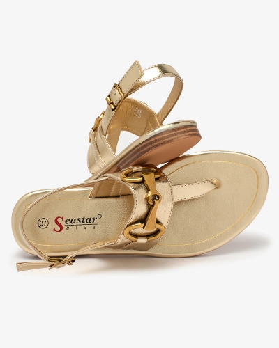 Royalfashion Sandale flip flop pentru femei, aurii Imonel