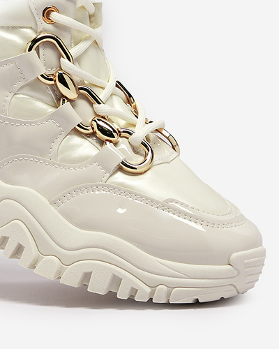 Pantofi sport de iarnă pentru femei crem a'la trappers Mertika - Încălțăminte