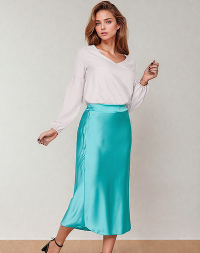Royalfashion Fustă midi de damă a'la satin